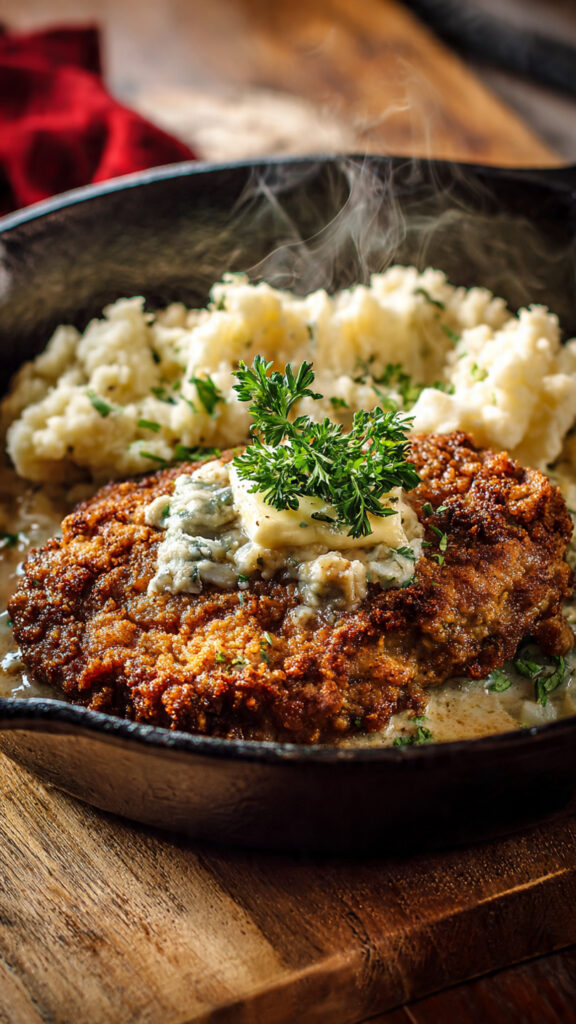 Country Fried Steak in a pan.