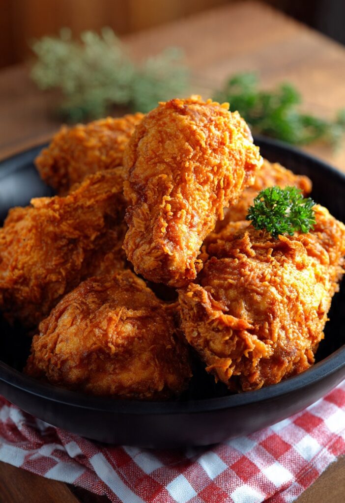 Fried chicken on a plate.